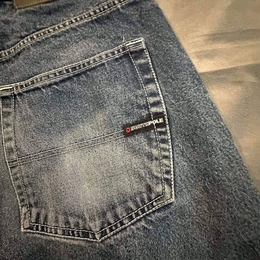 Vintage Southpole Shorts Mens 34 Cut Off Jorts Faded Denim Y2K Skater Distressed